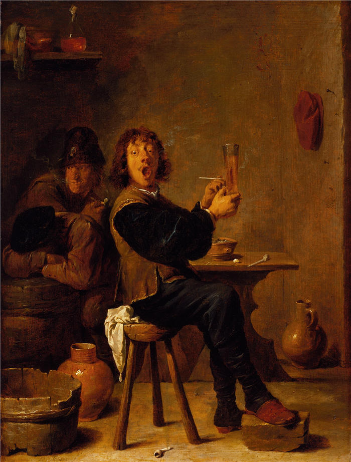 大卫·特尼尔斯（David Teniers the Younger，比利时画家）高清作品-《吸烟者（约 1640 年）》