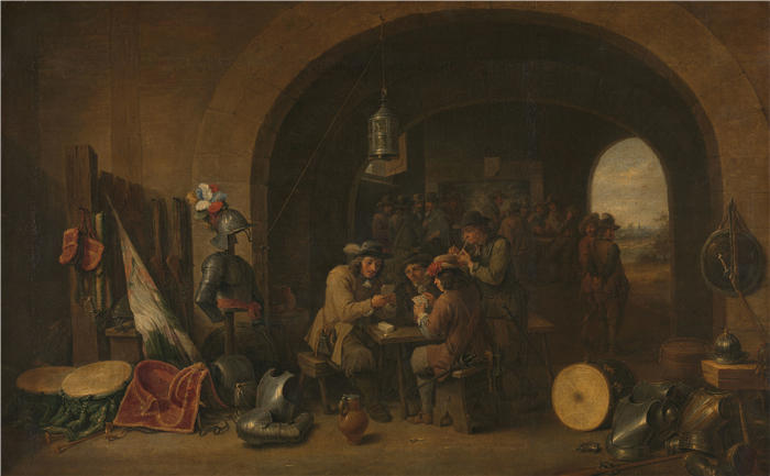 大卫·特尼尔斯（David Teniers the Younger，比利时画家）高清作品-《警卫室（c. 1670 - c. 1740）》