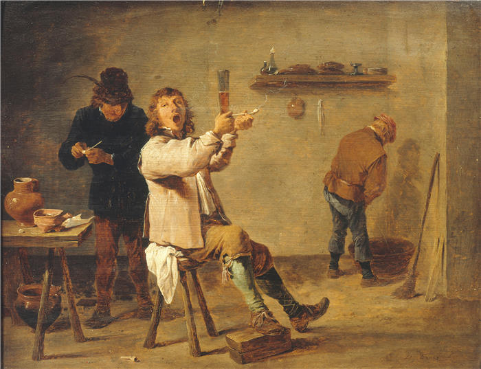 大卫·特尼尔斯（David Teniers the Younger，比利时画家）高清作品-《喝酒的歌（1630-1690）》