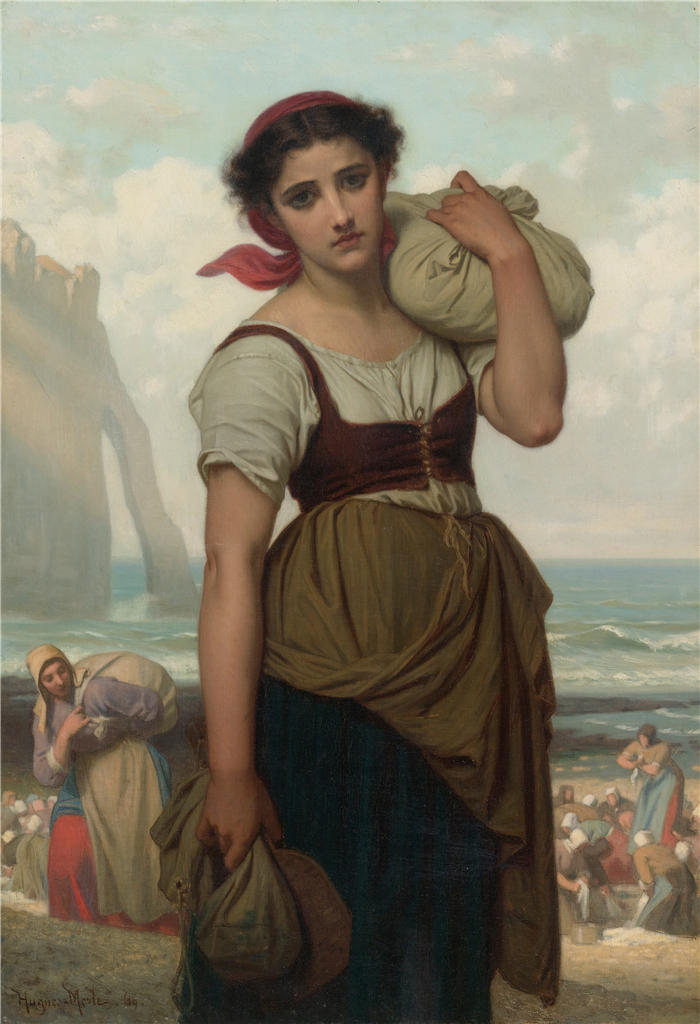 于格·梅尔(Hugues Merle,法国画家)高清作品-《Laveuse D'étretat (1869)》