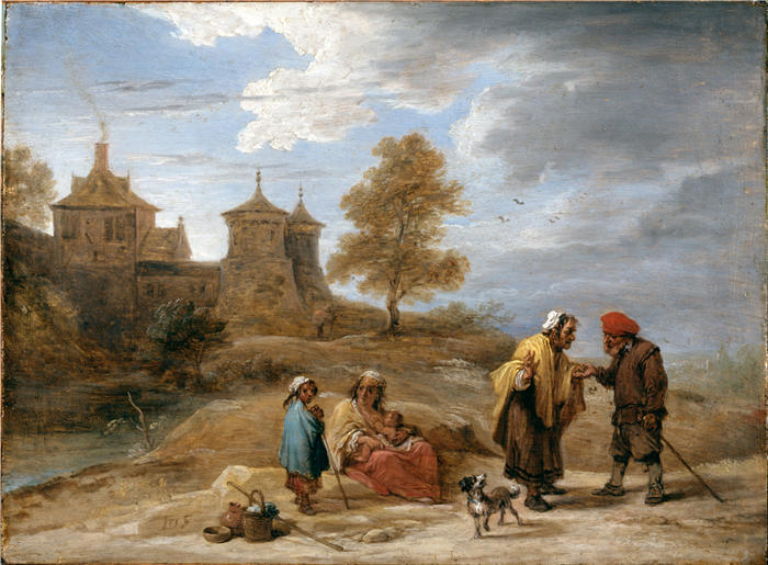 大卫·特尼尔斯（David Teniers the Younger，比利时画家）高清作品-《风景中的吉普赛人》