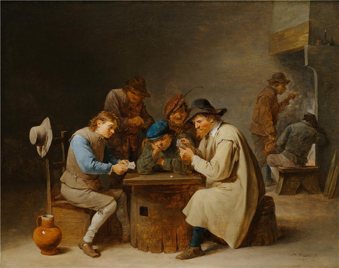 大卫·特尼尔斯(David Teniers the Younger,比利时画家)高清作品-《纸牌玩家(1646)》