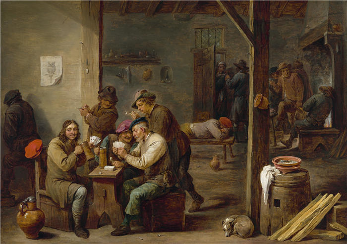 大卫·特尼尔斯(David Teniers the Younger,比利时画家)高清作品-《酒馆场景 (1658)》