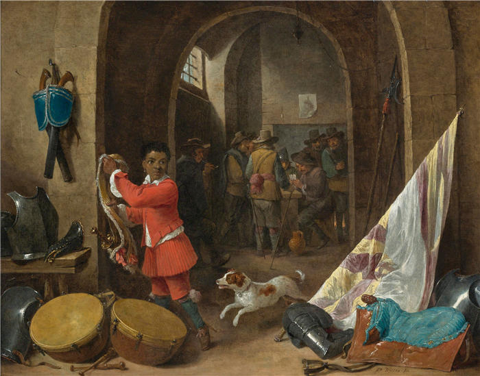大卫·特尼尔斯（David Teniers the Younger，比利时画家）高清作品-《警卫室内部》