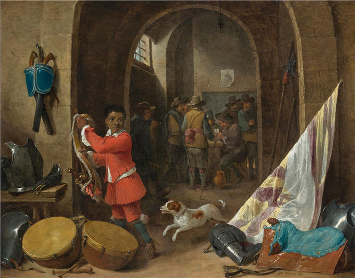 大卫·特尼尔斯(David Teniers the Younger,比利时画家)高清作品-《警卫室内部》