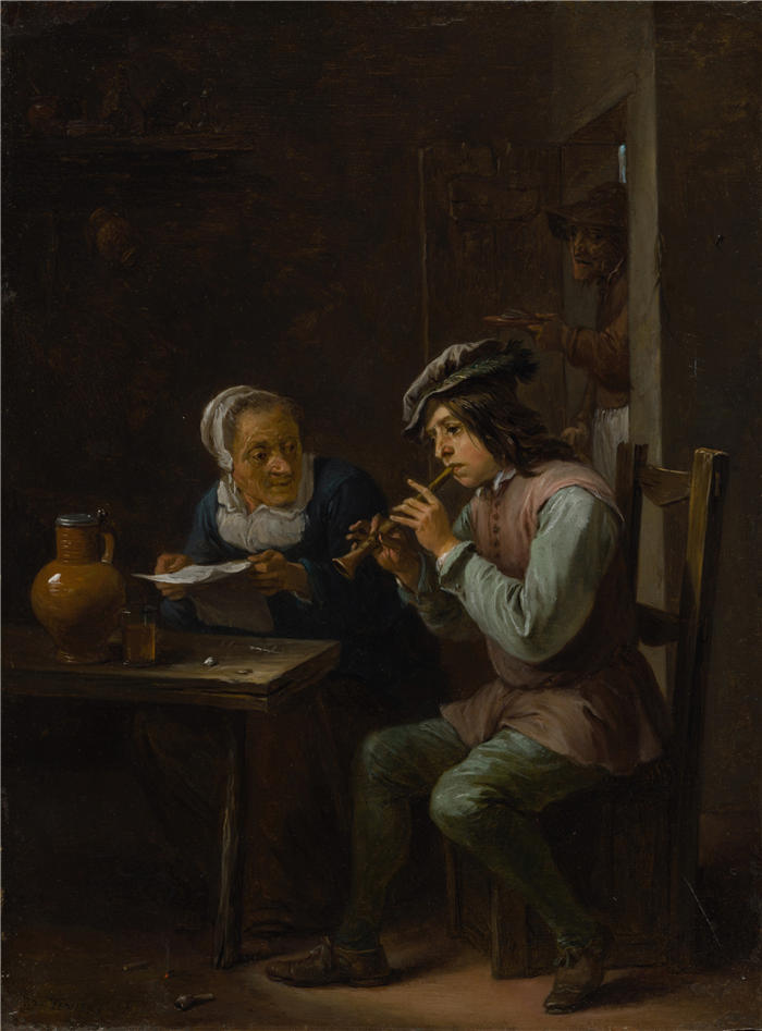 大卫·特尼尔斯（David Teniers the Younger，比利时画家）高清作品-《Flageolet 播放器（1635-40）》