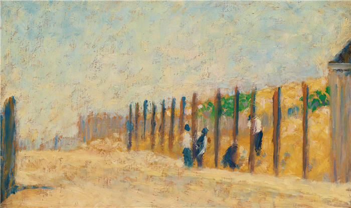 乔治·苏拉特（Georges Seurat，法国画家）高清作品-《打桩（约1882年）》