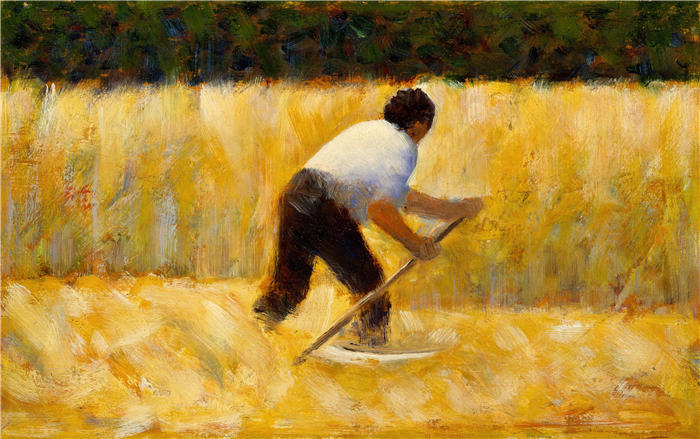 乔治·苏拉特（Georges Seurat，法国画家）高清作品-《割草 (1881–82)》