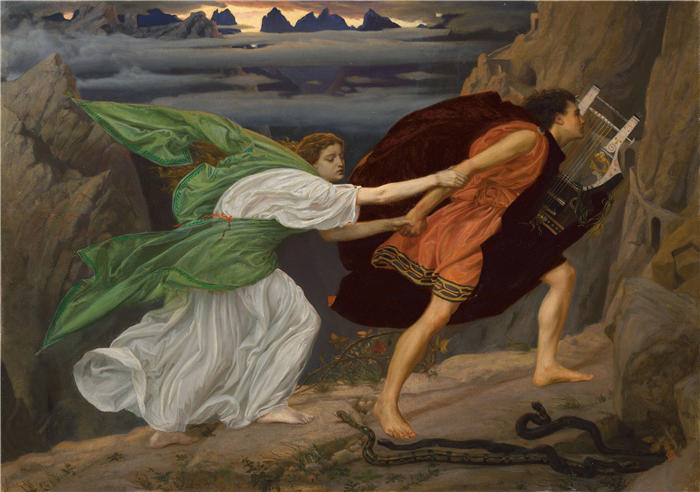 爱德华·约翰·波因特（Edward John Poynter，英国画家）高清作品-《俄耳甫斯和欧律狄刻 (1862)》