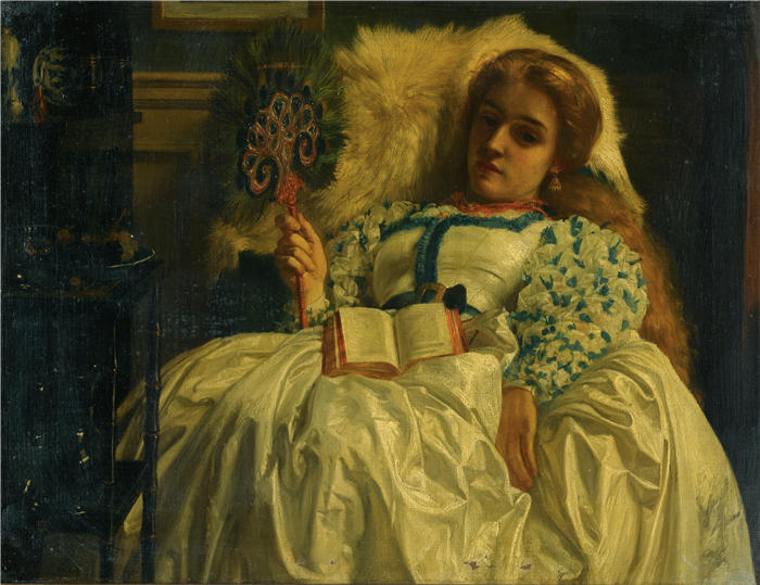 爱德华·约翰·波因特(Edward John Poynter,英国画家)高清作品-《孔雀扇(1864)》