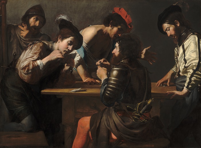 瓦伦丁·德·布洛涅（Valentin de Boulogne）（法国画家）：士兵玩纸牌和骰子（高清油画作品）