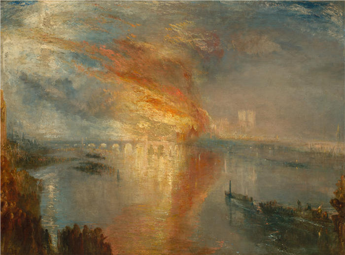 约瑟夫·马洛德·威廉·特纳(Joseph Mallord William Turner,英国画家): 1834 年 10 月 16 日焚烧上议院和下议院(超高清作品)