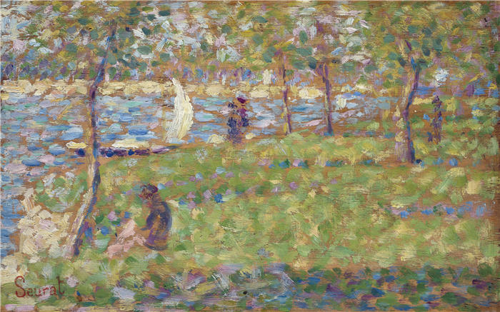 乔治·苏拉特（Georges Seurat，法国画家）高清作品-《为 La Grande Jatte 学习（1884-1885）》
