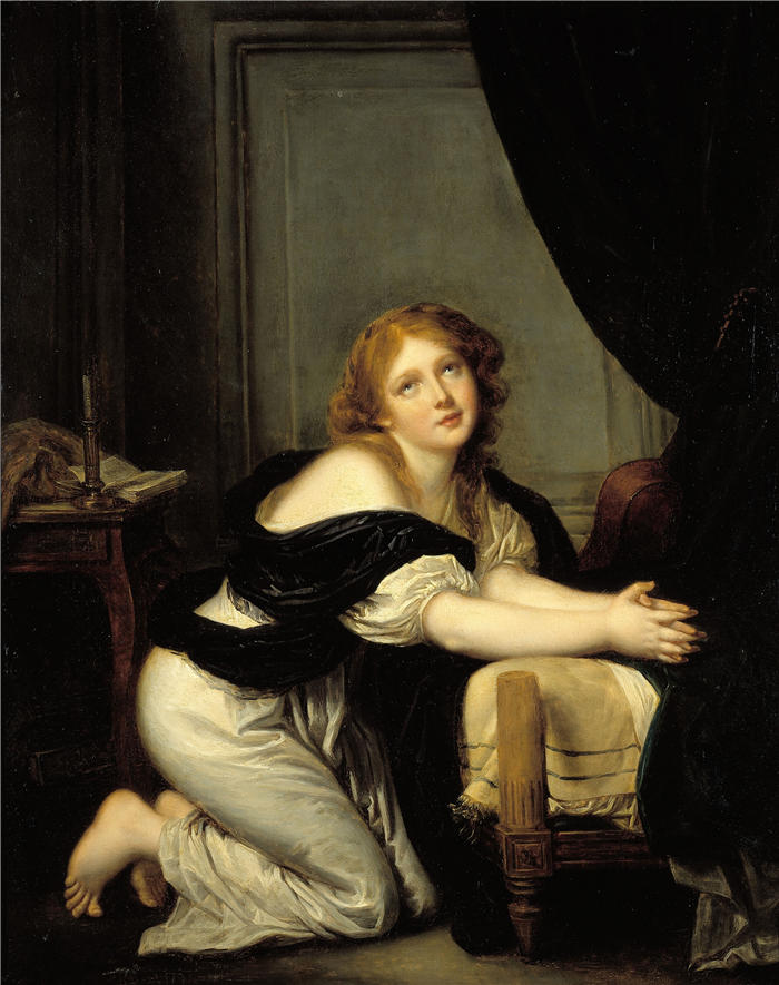 让-巴蒂斯特·格鲁兹（Jean-Baptiste Greuze，法国画家）高清作品-《晨祷（18世纪）》