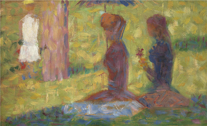 乔治·苏拉特（Georges Seurat，法国画家）高清作品-《大教堂人物研究（1884-1885）》