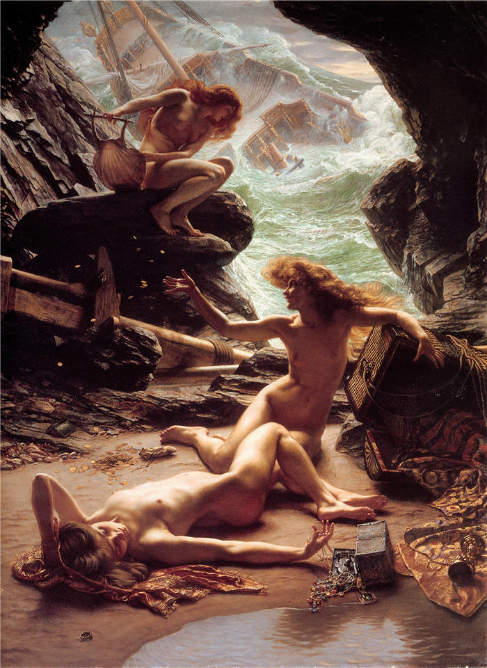 爱德华·约翰·波因特（Edward John Poynter，英国画家）高清作品-《风暴仙女洞穴 (1903)》