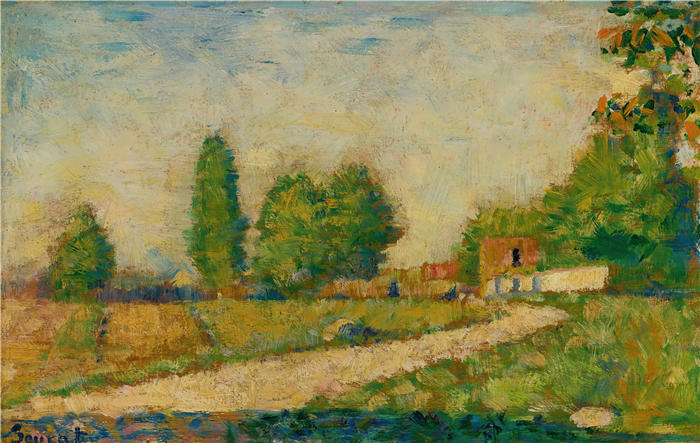 乔治·苏拉特（Georges Seurat，法国画家）高清作品-《在村庄的边缘》
