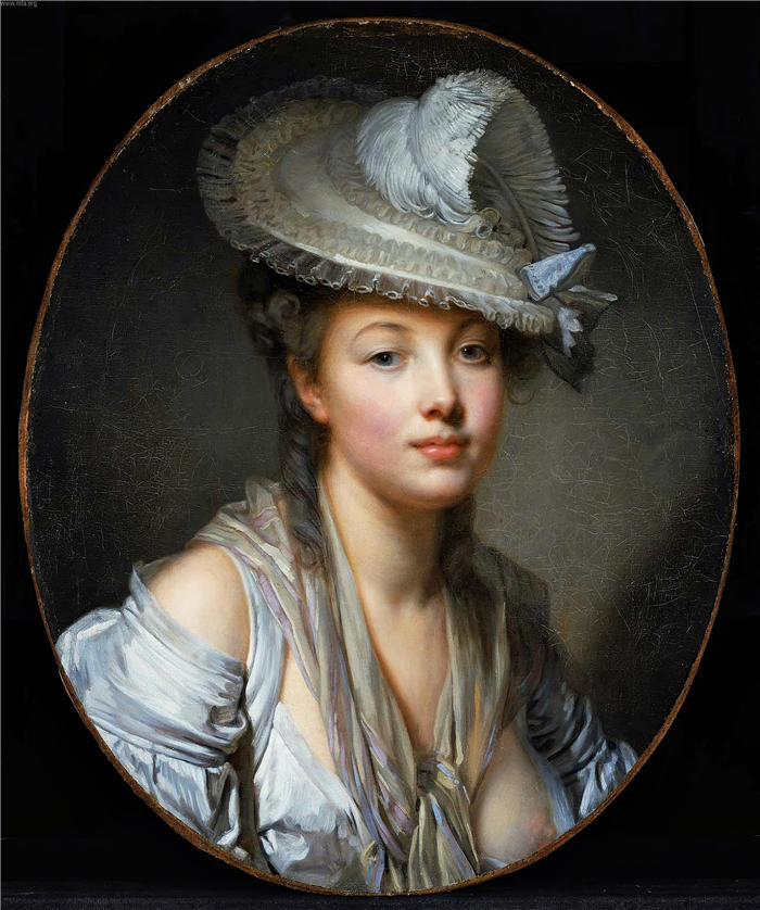让-巴蒂斯特·格鲁兹（Jean-Baptiste Greuze，法国画家）高清作品-《白帽子（C.1780）》