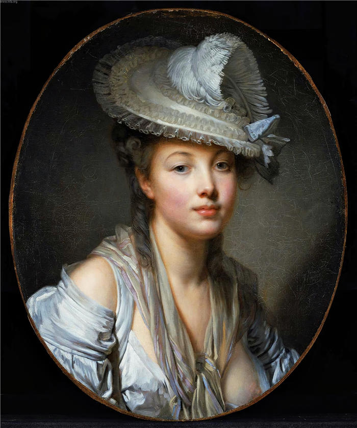 让-巴蒂斯特·格鲁兹(Jean-Baptiste Greuze,法国画家)高清作品-《白帽子(C.1780)》