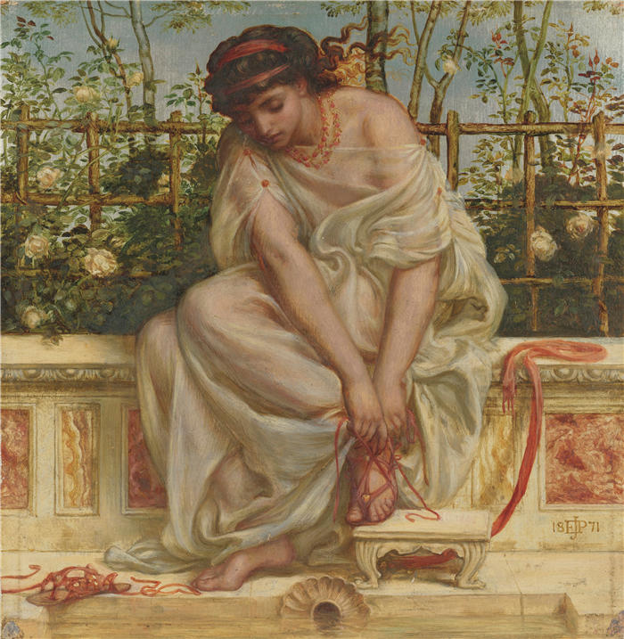 爱德华·约翰·波因特(Edward John Poynter,英国画家)高清作品-《凉鞋 (1871)》