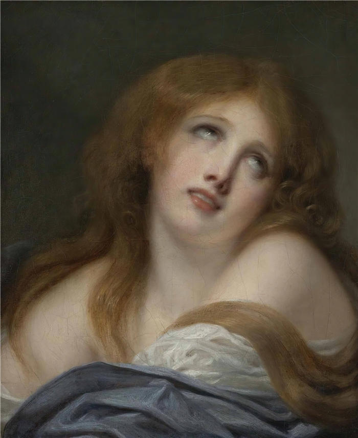 让-巴蒂斯特·格鲁兹（Jean-Baptiste Greuze，法国画家）高清作品-《一个名叫维吉妮的年轻女孩的半身像》