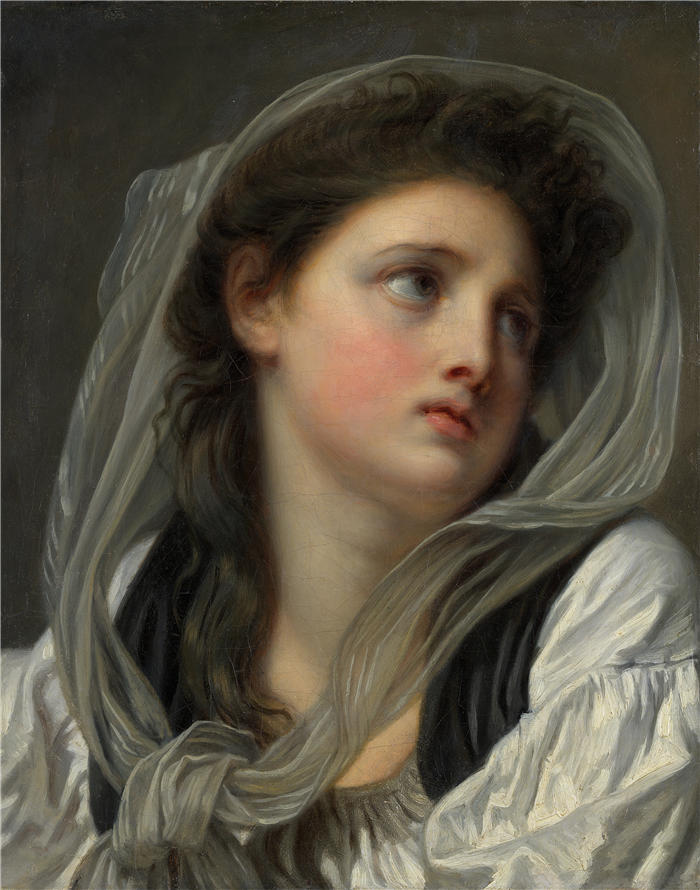 让-巴蒂斯特·格鲁兹（Jean-Baptiste Greuze）高清作品-《年轻女子的头像（1780 年代）》