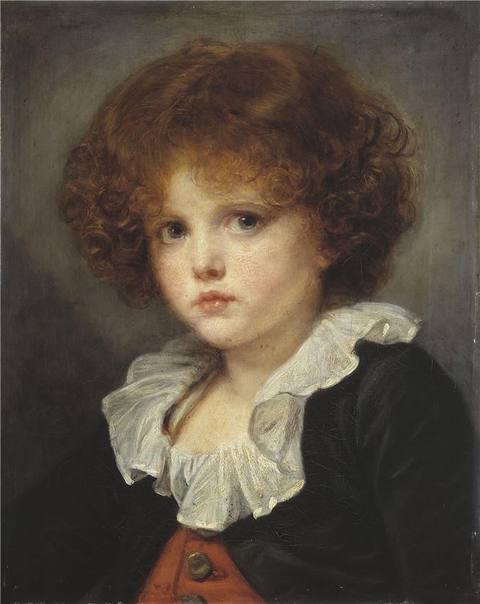 让-巴蒂斯特·格鲁兹（Jean-Baptiste Greuze，法国画家）高清作品-《穿着红色背心的小男孩（1775）》