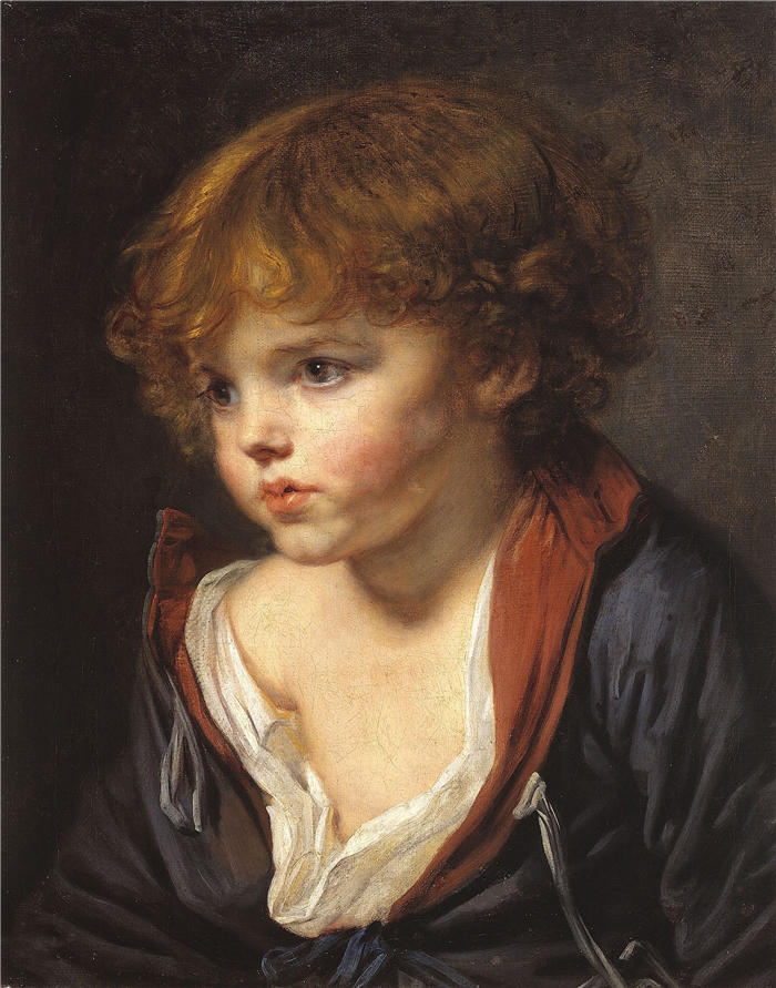 让-巴蒂斯特·格鲁兹(Jean-Baptiste Greuze,法国画家)高清作品-《穿衬衫的金发小男孩(1760)》