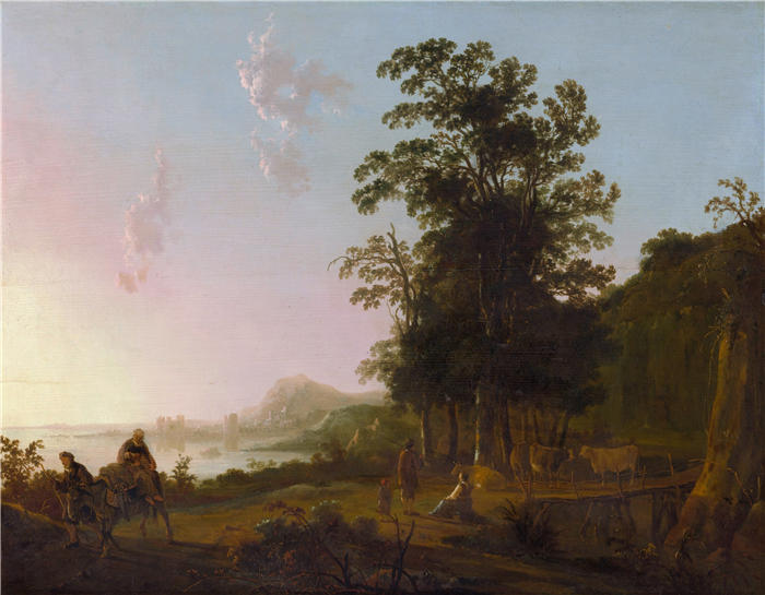 阿尔伯特·库普（Aelbert Cuyp，荷兰画家）高清作品-《飞往埃及的风景（约 1650 年）》