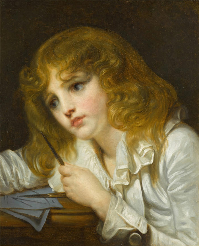 让-巴蒂斯特·格鲁兹（Jean-Baptiste Greuze，法国画家）高清作品-《小数学家》