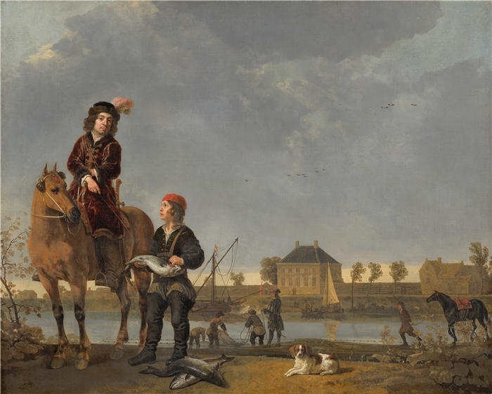 阿尔伯特·库普（Aelbert Cuyp，荷兰画家）高清作品-《Pieter de Roovere 的马术肖像（约 1650 年）》