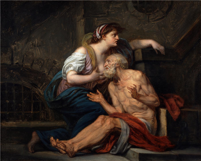 让-巴蒂斯特·格鲁兹(Jean-Baptiste Greuze,法国画家)高清作品-《罗马慈善(约 1767 年)》
