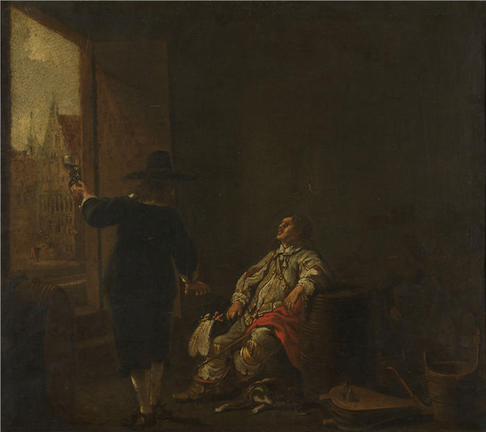 阿尔伯特·库普（Aelbert Cuyp，荷兰画家 ）高清作品-《品酒 (1640 - 1650)》