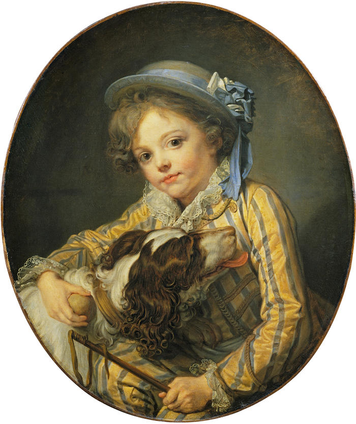 让-巴蒂斯特·格鲁兹（Jean-Baptiste Greuze，法国画家）高清作品-《带狗的男孩（约 1757 年）》