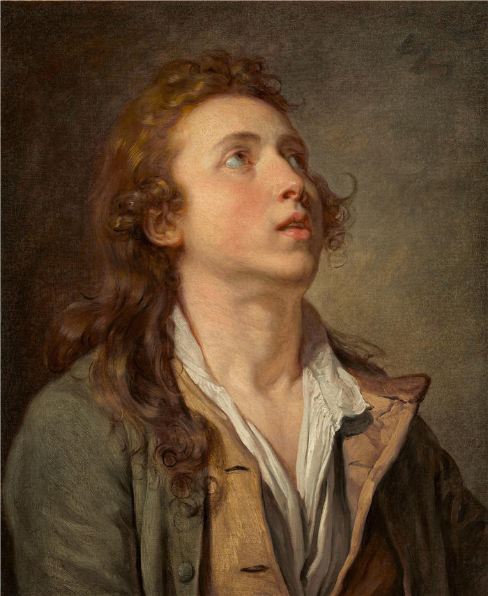 让-巴蒂斯特·格鲁兹（Jean-Baptiste Greuze，法国画家）高清作品-《一个年轻人的研究（约 1760 年）》