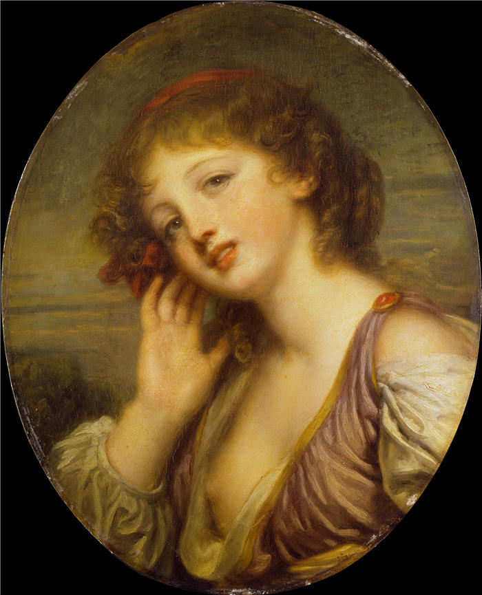 让-巴蒂斯特·格鲁兹（Jean-Baptiste Greuze，法国画家）高清作品-《倾听的女人（1780 年代）》