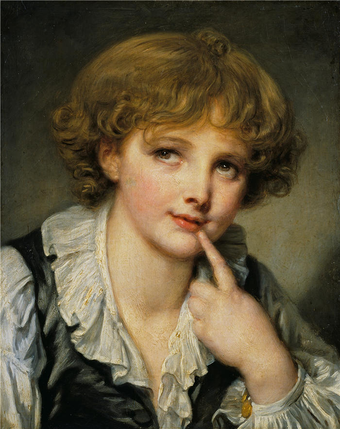 让-巴蒂斯特·格鲁兹(Jean-Baptiste Greuze,法国画家)高清作品-《男孩的头(约 1780 年)》