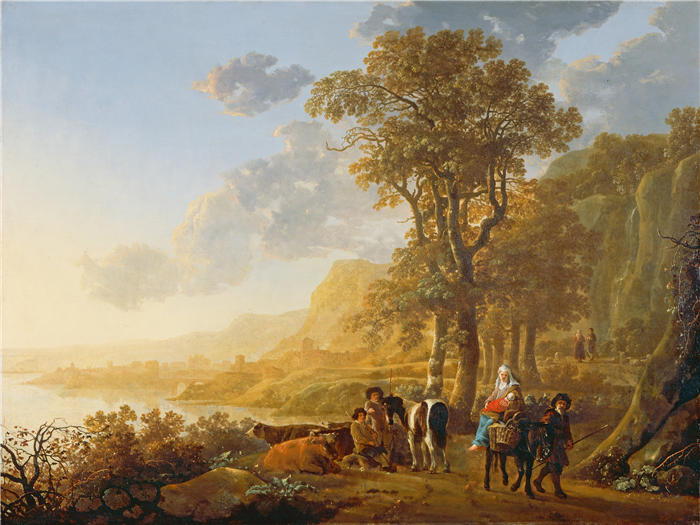 阿尔伯特·库普（Aelbert Cuyp，荷兰画家）高清作品-《飞往埃及（约 1655 年）》