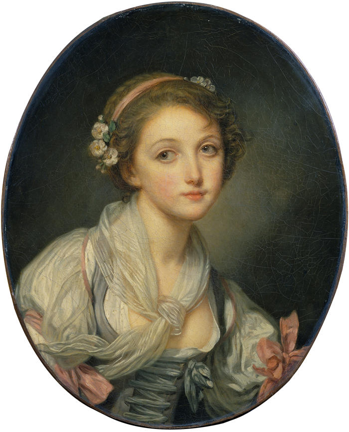 让-巴蒂斯特·格鲁兹（Jean-Baptiste Greuze，法国画家）高清作品-《戴纱巾的女孩（c.1770）》