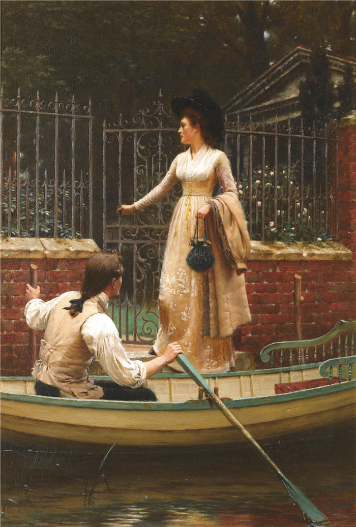 埃德蒙·布莱尔·莱顿(Edmund Blair Leighton,英国画家)高清作品-《私奔 (1893)》