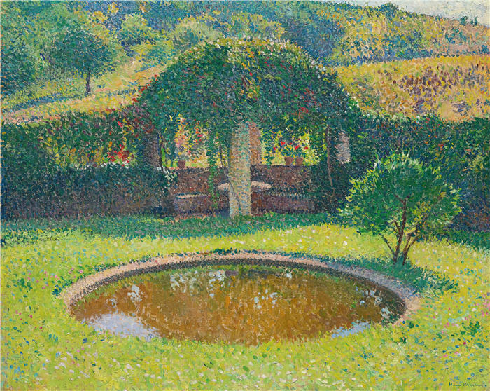 亨利·吉恩·纪尧姆·马丁(Henri-Jean Guillaume Martin,法国画家)高清作品-《马奎罗公园西南部的盆地和桶(约1920年)》