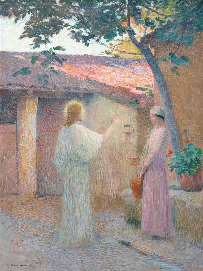 亨利·吉恩·纪尧姆·马丁(Henri-Jean Guillaume Martin,法国画家)高清作品-《基督与撒玛利亚妇人》