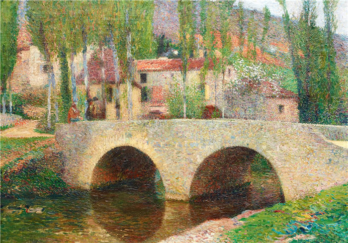 亨利·吉恩·纪尧姆·马丁(Henri-Jean Guillaume Martin,法国画家)高清作品-《拉巴斯蒂德·杜维特的桥》
