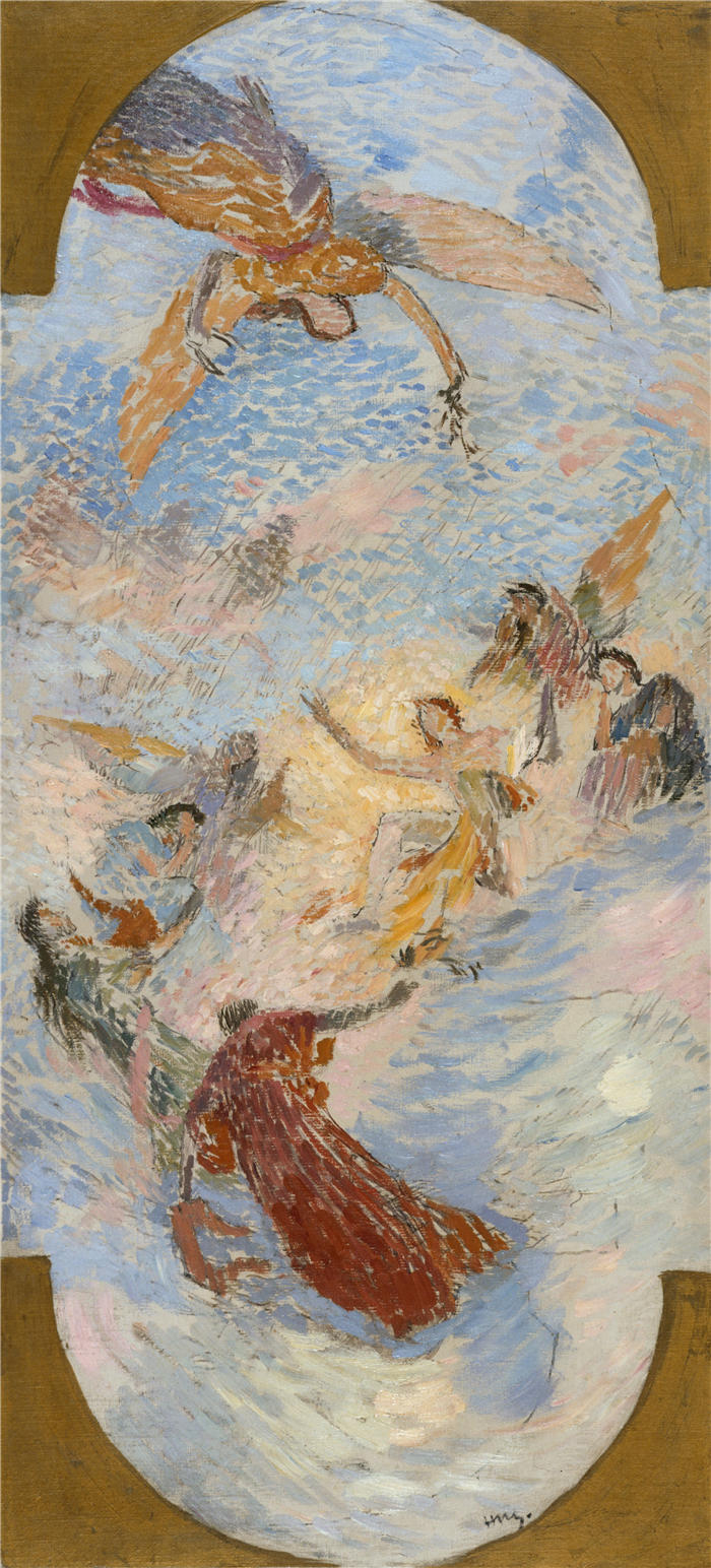 亨利·吉恩·纪尧姆·马丁(Henri-Jean Guillaume Martin,法国画家)高清作品-《阿波罗与缪斯 (1892)》