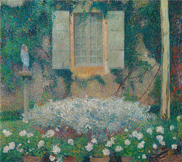 亨利·吉恩·纪尧姆·马丁(Henri-Jean Guillaume Martin,法国画家)高清作品-《花园的厨房窗户(约 1916 年)》