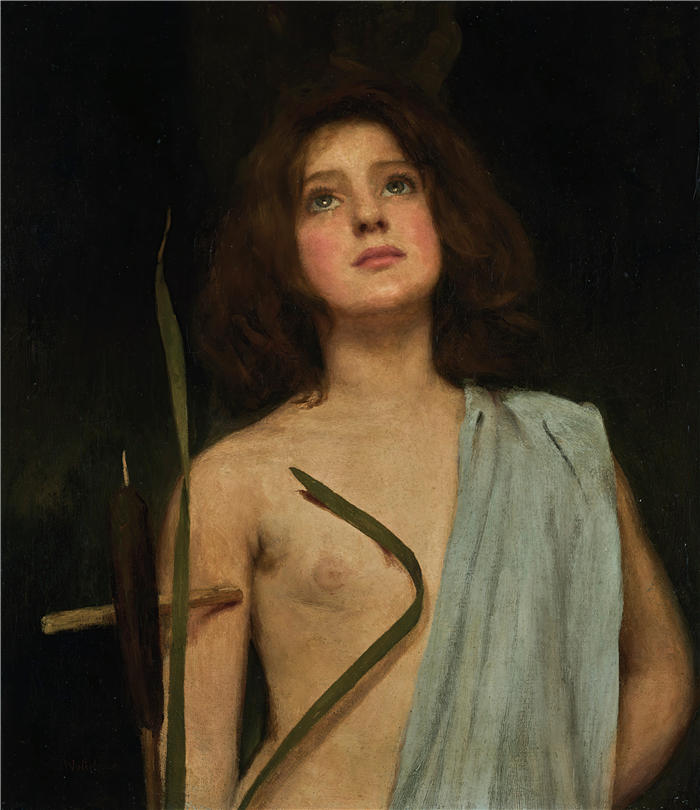 约翰·威廉姆·沃特豪斯(John William Waterhouse,英国画家) 高清作品-《年轻的圣徒》