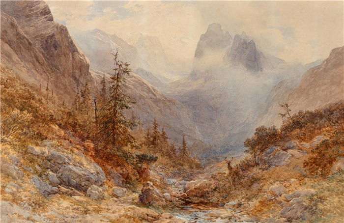 爱德华·西奥多·康普顿(Edward Theodore Compton,德国画家)高清作品-《巴伐利亚州霍伦塔尔 (1880)》
