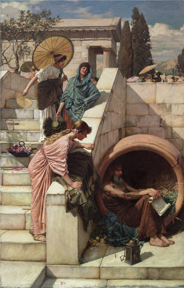 约翰·威廉姆·沃特豪斯(John William Waterhouse,英国画家) 高清作品-《第欧根尼 (1882)》