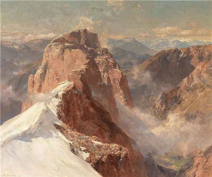 爱德华·西奥多·康普顿(Edward Theodore Compton,德国画家)高清作品-《布伦塔的克罗松(Crozzon di Brenta)》