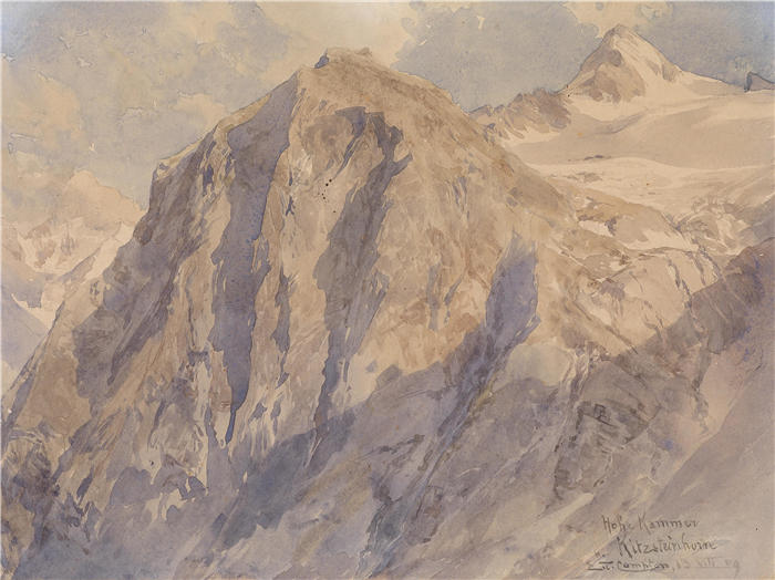 爱德华·西奥多·康普顿（Edward Theodore Compton，德国画家）高清作品-《Hohe Kammer Kitzsteinhorn（1909）》